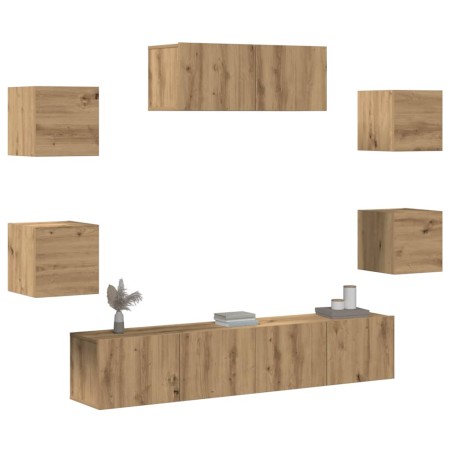 Mueble para TV de pared 7 piezas roble artesanal de , Muebles TV - Ref: Foro24-3329208, Precio: 200,69 €, Descuento: %
