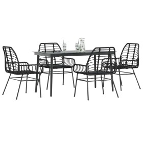 Juego de comedor jardín 5 piezas ratán sintético vidrio negro de , Conjuntos de jardín - Ref: Foro24-3334438, Precio: 342,74 ...