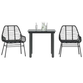 Muebles de jardín 3 piezas ratán sintético vidrio negro de , Conjuntos de jardín - Ref: Foro24-3334534, Precio: 205,54 €, Des...
