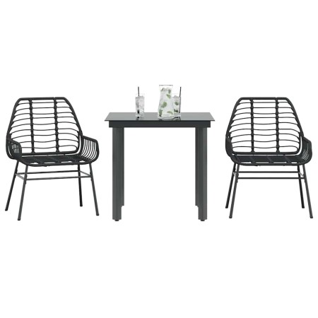 Muebles de jardín 3 piezas ratán sintético vidrio negro de , Conjuntos de jardín - Ref: Foro24-3334534, Precio: 205,54 €, Des...
