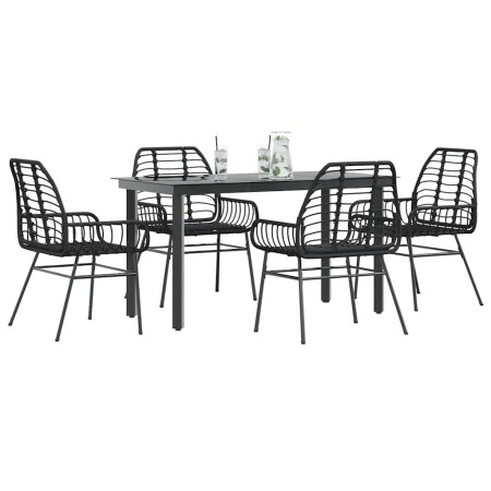 Juego de comedor jardín 5 piezas ratán sintético vidrio negro de , Conjuntos de jardín - Ref: Foro24-3334536, Precio: 352,21 ...