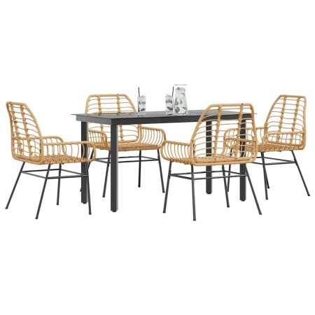Juego de comedor jardín 5 piezas ratán sintético marrón de , Conjuntos de jardín - Ref: Foro24-3334543, Precio: 367,24 €, Des...