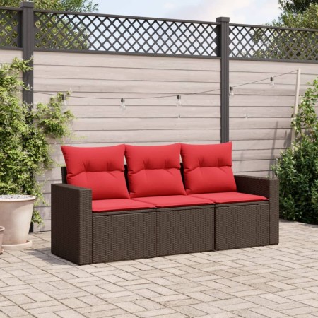 Set sofás de jardín 3 piezas y cojines ratán sintético marrón de , Sofás modulares de exterior - Ref: Foro24-3251001, Precio:...