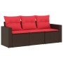 Set sofás de jardín 3 piezas y cojines ratán sintético marrón de , Sofás modulares de exterior - Ref: Foro24-3251001, Precio:...