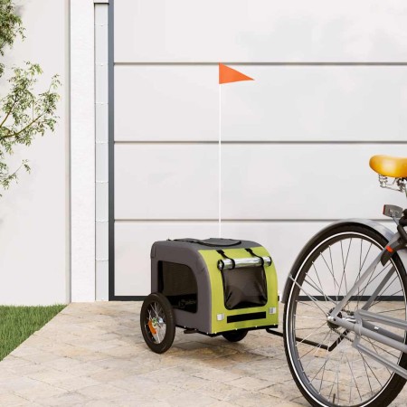 Remolque de bicicleta mascotas hierro tela Oxford verde gris | Foro24.es | Tu tienda online para hogar, jardín y más Foro24.es