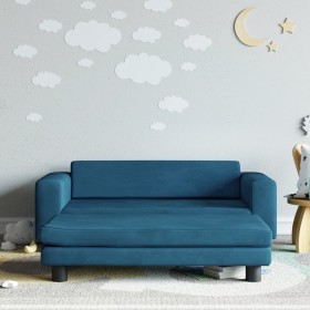 Sofá para niños con reposapiés terciopelo azul 100x50x30 cm de , Mobiliario para bebés y niños pequeños - Ref: Foro24-3196407...