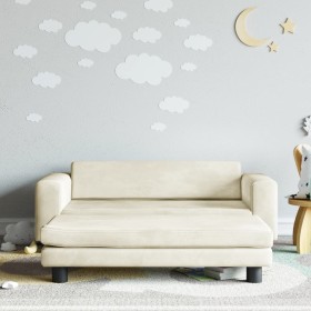 Sofá para niños con reposapiés terciopelo crema 100x50x30 cm de , Mobiliario para bebés y niños pequeños - Ref: Foro24-319641...