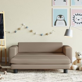 Sofá niños y reposapiés cuero sintético capuchino 100x50x30 cm de , Mobiliario para bebés y niños pequeños - Ref: Foro24-3196...