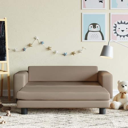 Sofá niños y reposapiés cuero sintético capuchino 100x50x30 cm de , Mobiliario para bebés y niños pequeños - Ref: Foro24-3196...