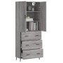 Aparador alto madera contrachapada gris sonoma 69,5x34x180 cm de , Aparadores - Ref: Foro24-3195865, Precio: 164,06 €, Descue...