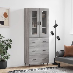 Aparador alto madera contrachapada gris sonoma 69,5x34x180 cm de , Aparadores - Ref: Foro24-3198423, Precio: 175,21 €, Descue...
