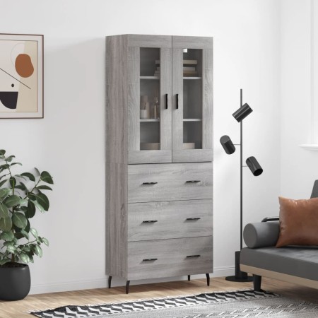 Aparador alto madera contrachapada gris sonoma 69,5x34x180 cm de , Aparadores - Ref: Foro24-3198423, Precio: 175,21 €, Descue...