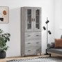 Aparador alto madera contrachapada gris sonoma 69,5x34x180 cm de , Aparadores - Ref: Foro24-3198423, Precio: 175,21 €, Descue...