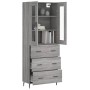 Aparador alto madera contrachapada gris sonoma 69,5x34x180 cm de , Aparadores - Ref: Foro24-3198423, Precio: 175,21 €, Descue...