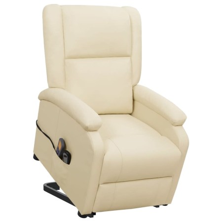 Sillón de masaje elevable cuero sintético crema de , Sillones de masaje eléctricos - Ref: Foro24-329693, Precio: 235,35 €, De...