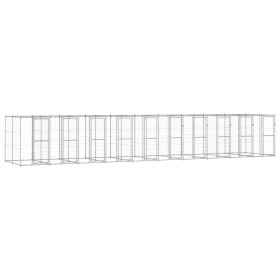 Perrera de exterior de acero galvanizado 24,2 m² de vidaXL, Casetas y cercados para perros - Ref: Foro24-3082290, Precio: 1,0...