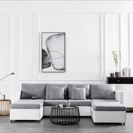 Sofá cama extraíble de 4 plazas cuero sintético blanco | Foro24.es | Tu tienda online para hogar, jardín y más Foro24.es