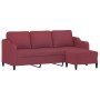 Sofá de 3 plazas con taburete de tela rojo tinto 180 cm | Foro24.es | Tu tienda online para hogar, jardín y más Foro24.es