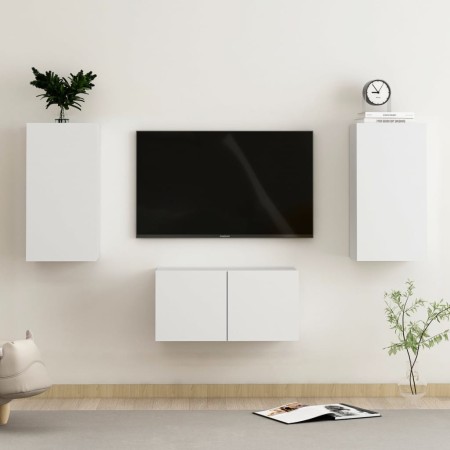 Set de muebles de salón TV 3 piezas madera de ingeniería blanco de , Muebles TV - Ref: Foro24-3078657, Precio: 98,76 €, Descu...