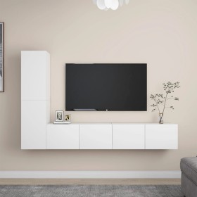Set de muebles de salón TV 4 piezas madera de ingeniería blanco de , Muebles TV - Ref: Foro24-3078674, Precio: 162,38 €, Desc...