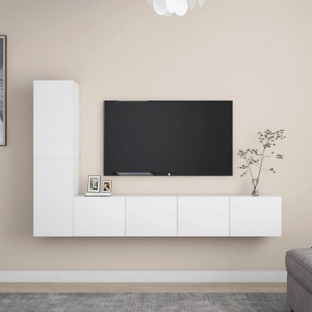 Set de muebles de salón TV 4 piezas madera de ingeniería blanco de , Muebles TV - Ref: Foro24-3078674, Precio: 162,38 €, Desc...