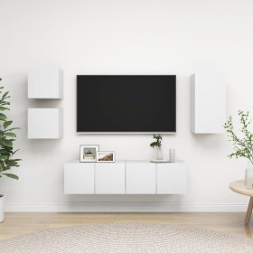 Set de muebles de salón TV 5 piezas madera de ingeniería blanco de , Muebles TV - Ref: Foro24-3078695, Precio: 146,40 €, Desc...