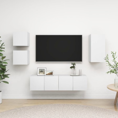 Set de muebles de salón TV 5 piezas madera de ingeniería blanco de , Muebles TV - Ref: Foro24-3078695, Precio: 146,40 €, Desc...