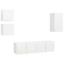 Set de muebles de salón TV 5 piezas madera de ingeniería blanco de , Muebles TV - Ref: Foro24-3078695, Precio: 146,40 €, Desc...