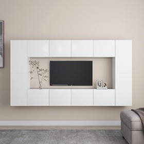 Set de muebles de salón TV 8 piezas madera de ingeniería blanco de , Muebles TV - Ref: Foro24-3078669, Precio: 303,17 €, Desc...