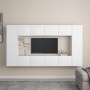 Set de muebles de salón TV 8 piezas madera de ingeniería blanco de , Muebles TV - Ref: Foro24-3078669, Precio: 303,17 €, Desc...