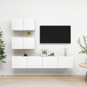 Set de muebles de salón TV 4 piezas madera de ingeniería blanco de , Muebles TV - Ref: Foro24-3078710, Precio: 158,78 €, Desc...