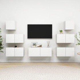 Set de muebles de salón TV 7 piezas madera de ingeniería blanco de , Muebles TV - Ref: Foro24-3078712, Precio: 228,01 €, Desc...