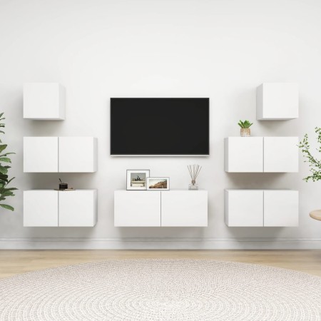 Set de muebles de salón TV 7 piezas madera de ingeniería blanco de , Muebles TV - Ref: Foro24-3078712, Precio: 228,01 €, Desc...