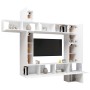 Set de mueble para TV de 9 piezas madera de ingeniería blanco de , Muebles TV - Ref: Foro24-3078738, Precio: 422,92 €, Descue...