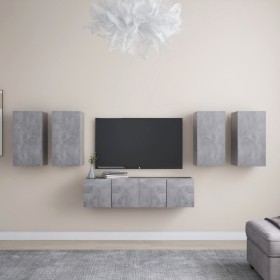 Set muebles de salón TV 6 pzas madera ingeniería gris hormigón de , Muebles TV - Ref: Foro24-3079099, Precio: 178,49 €, Descu...