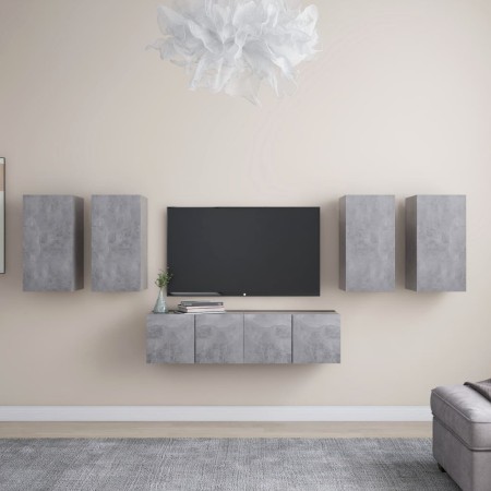 Set muebles de salón TV 6 pzas madera ingeniería gris hormigón de , Muebles TV - Ref: Foro24-3079099, Precio: 178,49 €, Descu...