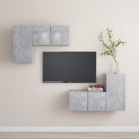 Set muebles de salón TV 4 pzas madera ingeniería gris hormigón de , Muebles TV - Ref: Foro24-3079108, Precio: 120,35 €, Descu...