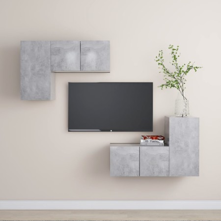 Set muebles de salón TV 4 pzas madera ingeniería gris hormigón de , Muebles TV - Ref: Foro24-3079108, Precio: 120,35 €, Descu...