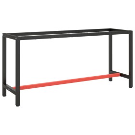 Estructura banco de trabajo metal negro y rojo mate 170x50x79cm de , Patas para mesas - Ref: Foro24-151452, Precio: 107,96 €,...