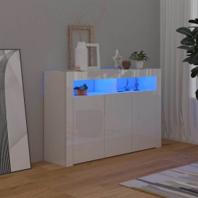 Aparador con luces LED blanco brillante 115,5x30x75 cm de , Aparadores - Ref: Foro24-804343, Precio: 176,01 €, Descuento: -5%%