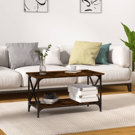 Mesa de centro madera y hierro roble ahumado 80x45x45 cm de , Mesas de centro - Ref: Foro24-823324, Precio: 50,03 €, Descuent...