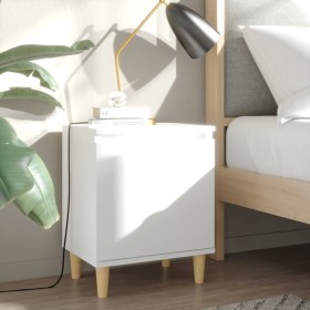 Mesita de noche con patas de madera maciza blanco 40x30x50 cm de , Mesitas de noche - Ref: Foro24-805815, Precio: 40,29 €, De...