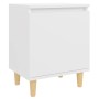 Mesita de noche con patas de madera maciza blanco 40x30x50 cm de , Mesitas de noche - Ref: Foro24-805815, Precio: 40,29 €, De...