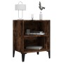 Mesita de noche con patas de metal roble ahumado 40x30x50 cm de , Mesitas de noche - Ref: Foro24-813104, Precio: 32,44 €, Des...