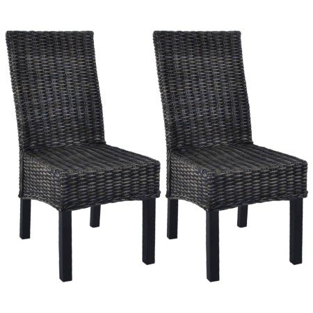 Sillas de comedor ratán Kubu y madera mango negro 2 unidades de , Sillas de comedor - Ref: Foro24-246656, Precio: 220,74 €, D...