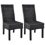 Sillas de comedor ratán Kubu y madera mango negro 2 unidades de , Sillas de comedor - Ref: Foro24-246656, Precio: 220,74 €, D...