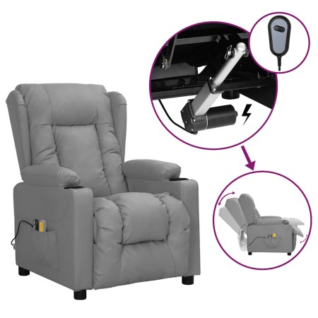 Sillón de masaje eléctrico cuero sintético gris | Foro24.es | Tu tienda online para hogar, jardín y más Foro24.es