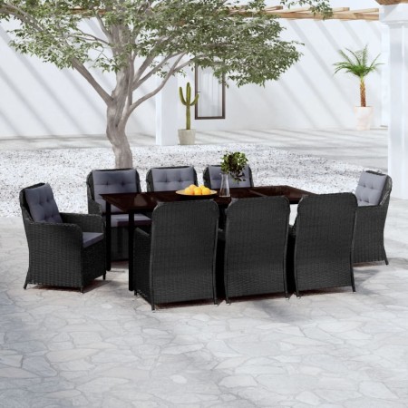 Juego de comedor de jardín 9 piezas negro de , Conjuntos de jardín - Ref: Foro24-3099564, Precio: 1,00 €, Descuento: -5%%