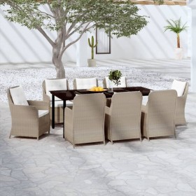 Juego de comedor de jardín 9 piezas marrón de , Conjuntos de jardín - Ref: Foro24-3099558, Precio: 1,00 €, Descuento: %