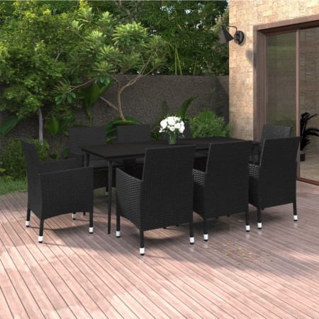 Set comedor de jardín 9 pzas y cojines ratán sintético y vidrio de , Conjuntos de jardín - Ref: Foro24-3099738, Precio: 784,4...